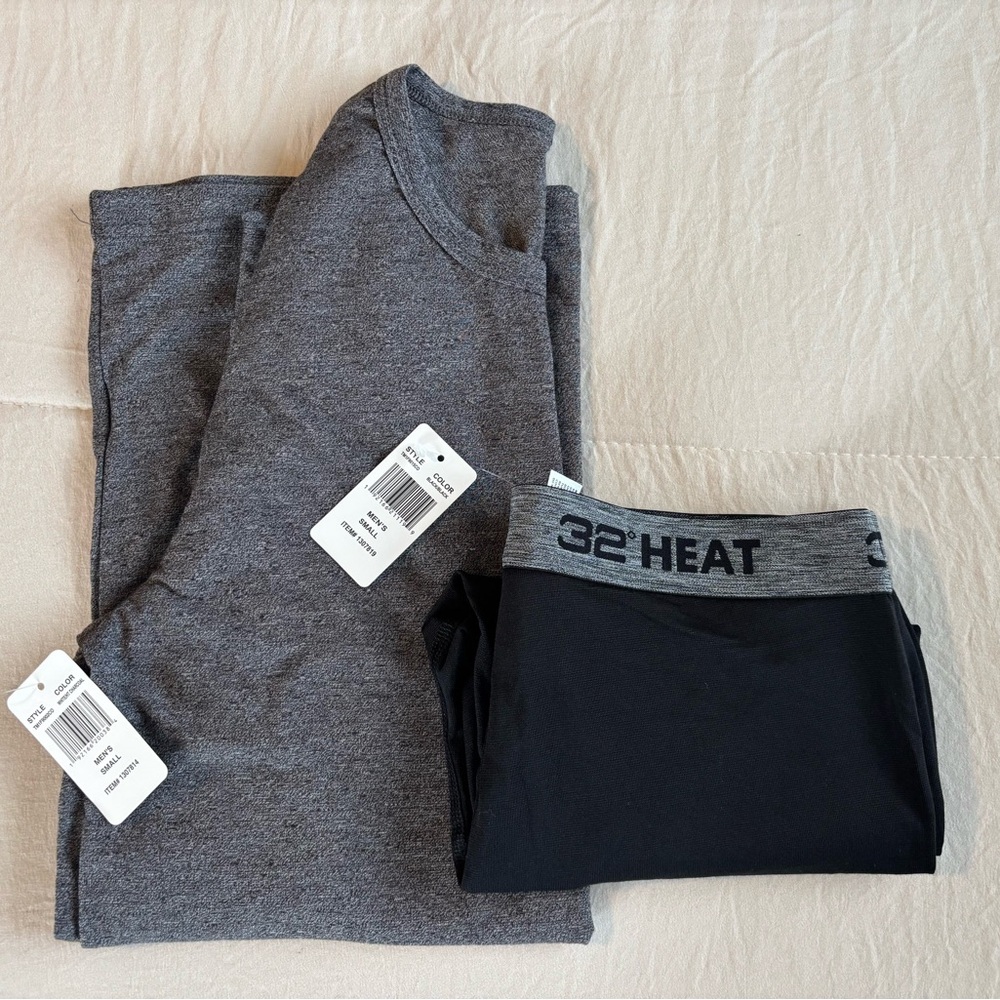 32 Degrees HEAT Men's Black  Pants & Grey Undershirt Set | SM |